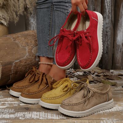 Lace-Up Round Toe Loafers — boutique shoes from Luxe Loom